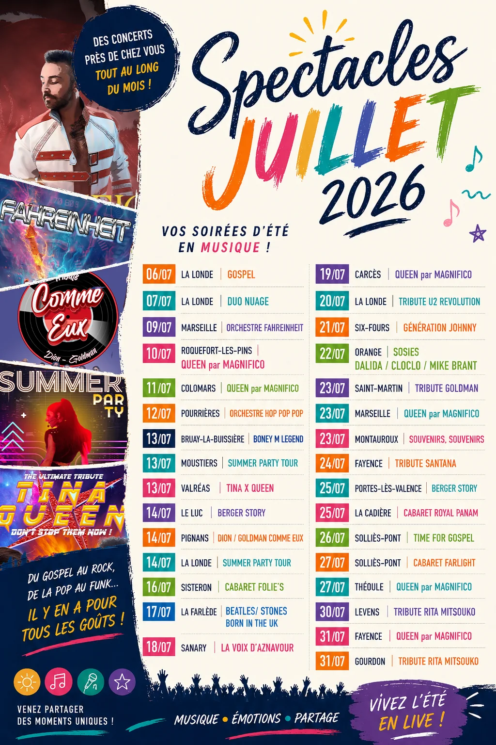 Spectacles de juillet 2026 – Claude Gérard Production